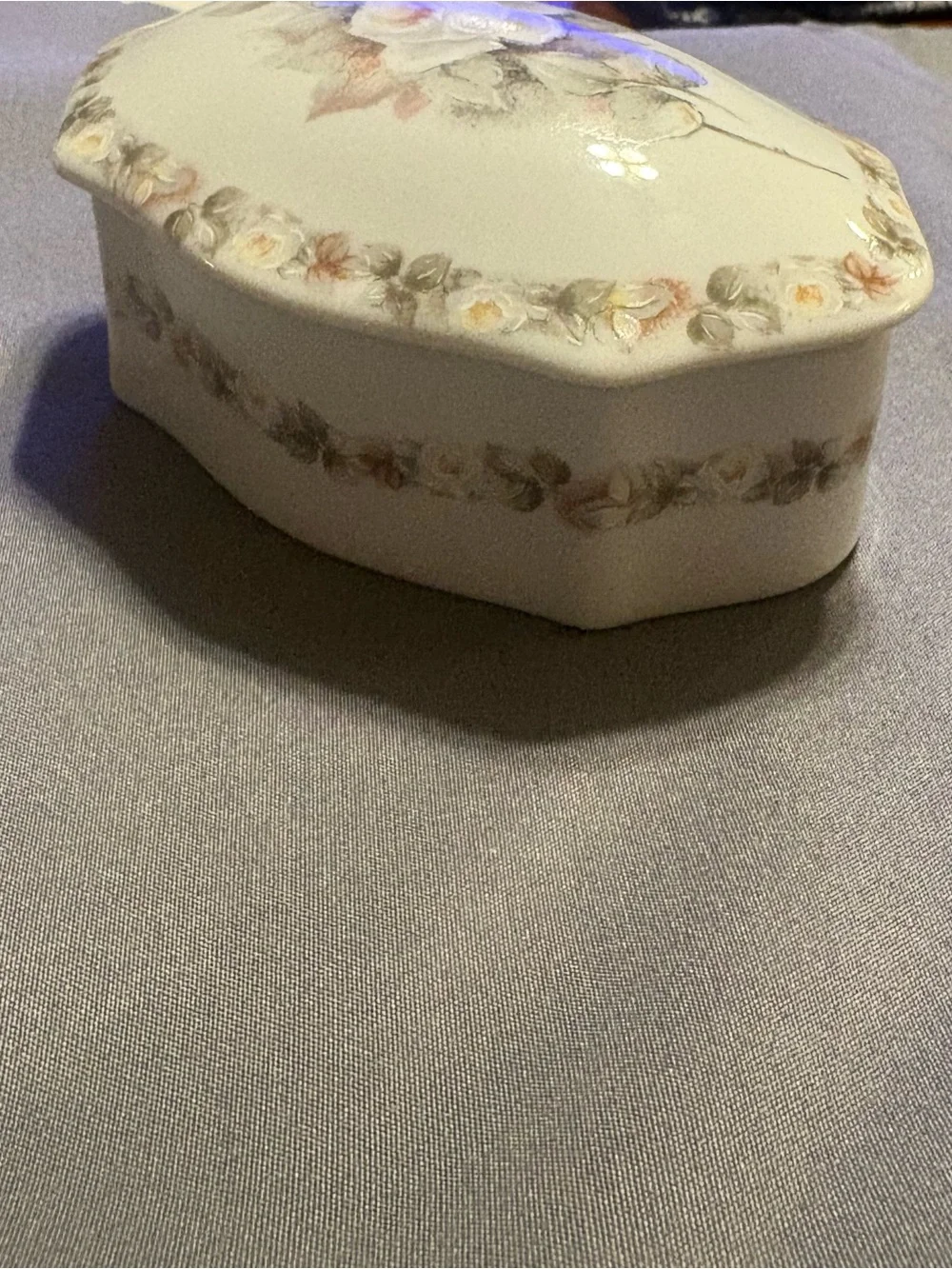 Schmidt Floral Porcelain Trinket Box/Dish - Rose Motif